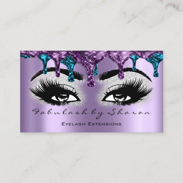 Makeup Artist Eyebrow Eyelash Vax Blue Lila Visitkort (Framsida)