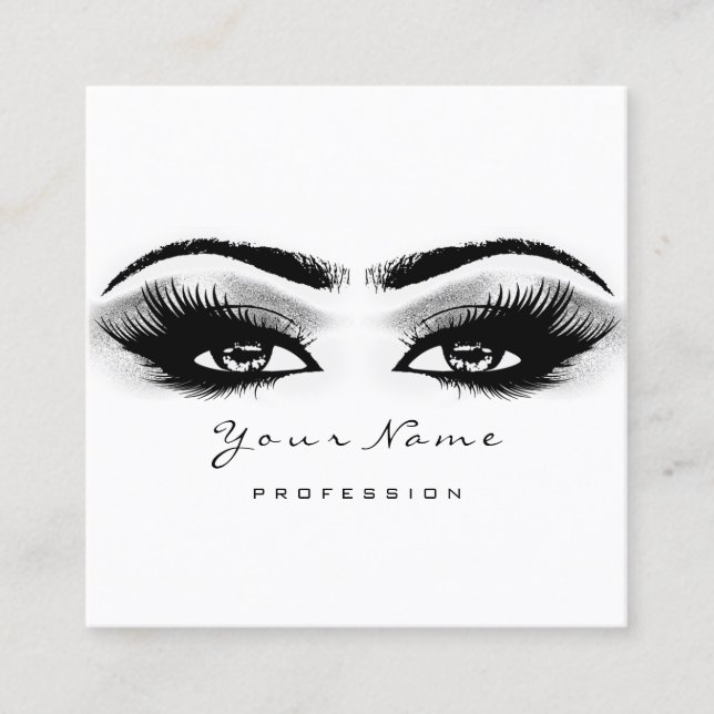 Makeup Artist Eyebrow Grått Lash White Square Fyrkantigt Visitkort (Framsida)