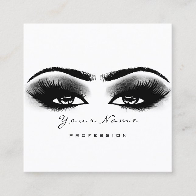 Makeup Artist Eyebrow Grått Lash White Square Fyrkantigt Visitkort (Framsida)