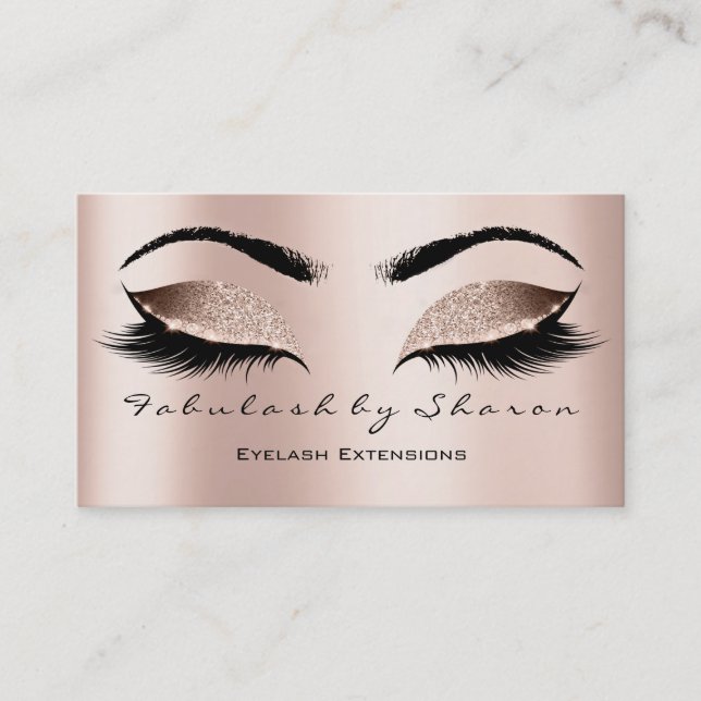 Makeup Artist Eyebrow Lash Extensi Glitter Rosa Visitkort (Framsida)