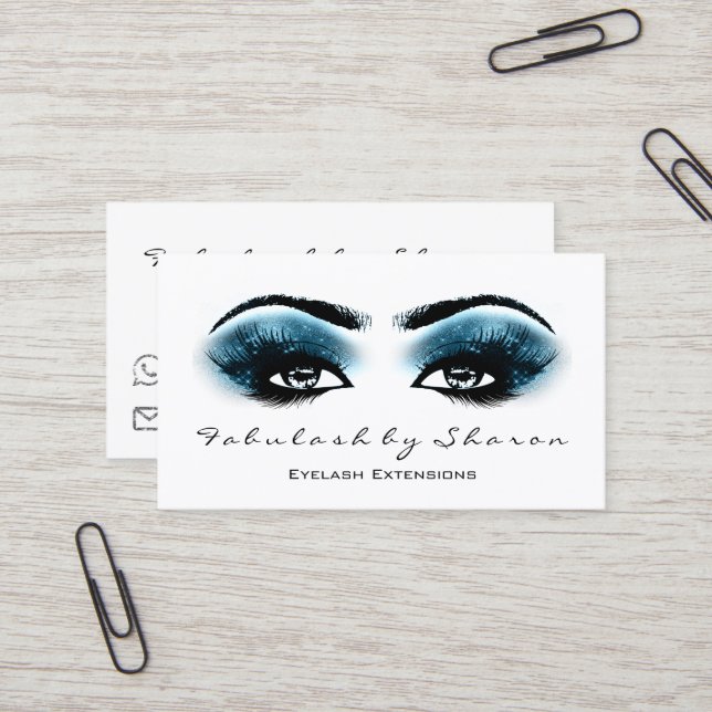 Makeup Artist Eyebrow Lash Extension Blue Marine Visitkort (Fram/Back In Situ)