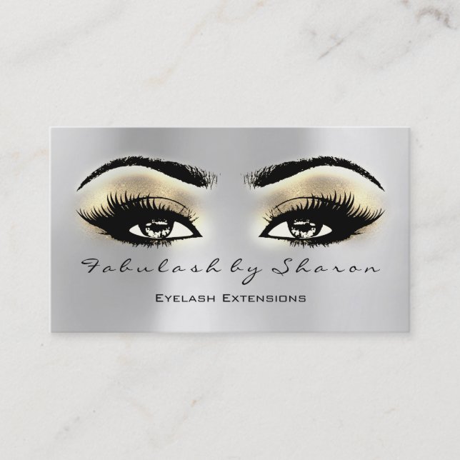 Makeup Artist Eyebrow Lash Extension Brown Guld Visitkort (Framsida)