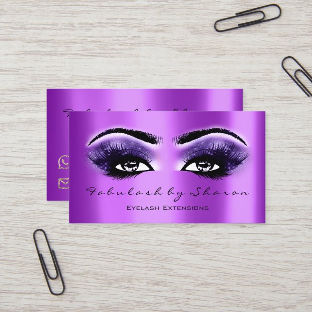 Makeup Artist Eyebrow Lash Extension Lila Visitkort (Fram/Back In Situ)