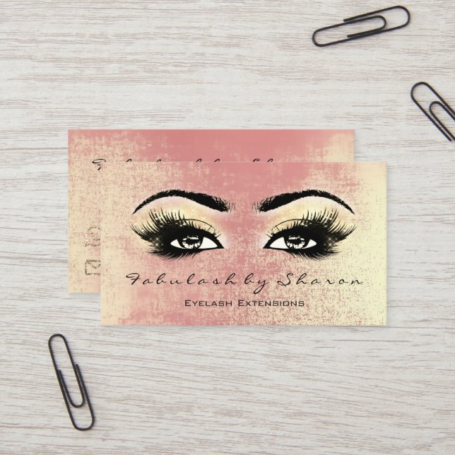 Makeup Artist Eyebrow Lash Extension Peach Guld Visitkort (Fram/Back In Situ)