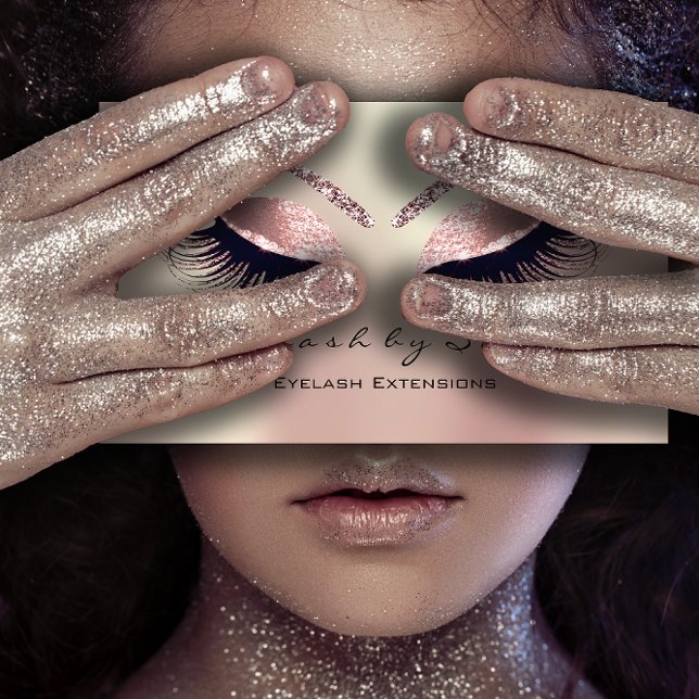 Makeup Artist Eyebrow Lash Extension Ro Glam Visitkort (Makeup Artist Eyebrow Lashes Extension Rose Glam Business Card)