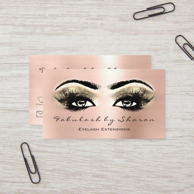 Makeup Artist Eyebrow Lash Extension Ro Guld Visitkort (Fram/Back In Situ)