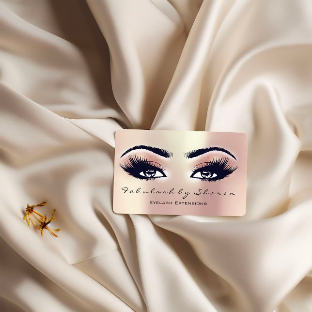 Makeup Artist Eyebrow Lash Extension Ro Pearl Visitkort (Makeup Artist Eyebrow Lashes Extension Rose Pearl Business Card)
