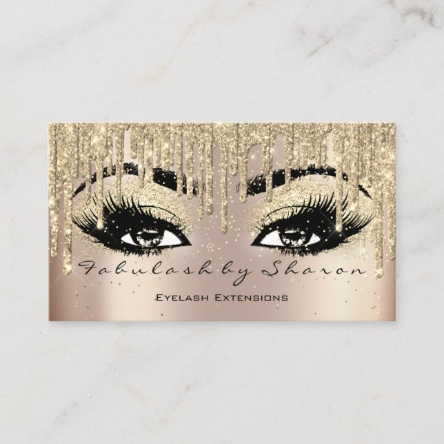 Makeup Artist Eyebrow Lash Glitter Dricks Golden Visitkort (Framsida)