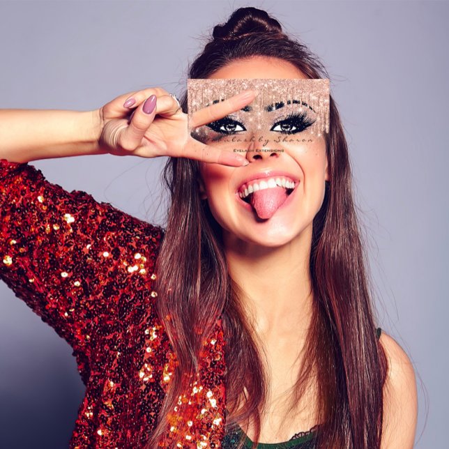 Makeup Artist Eyebrow Lash Glitter Drip Spark Ombr Visitkort (Makeup Artist Eyebrow Lash Glitter Drip Spark Ombr Business Card)