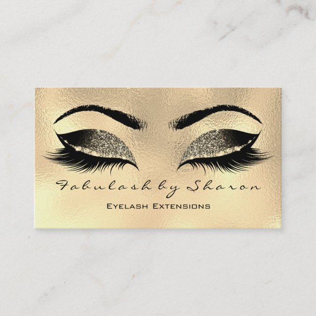 Makeup Artist Eyebrow Lash Guld Glitter Waxing Visitkort (Framsida)