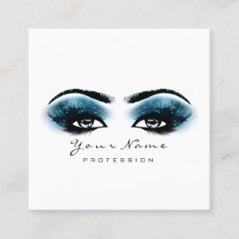 Makeup Artist Eyebrow Öga Lash Blue Navy Square Fyrkantigt Visitkort