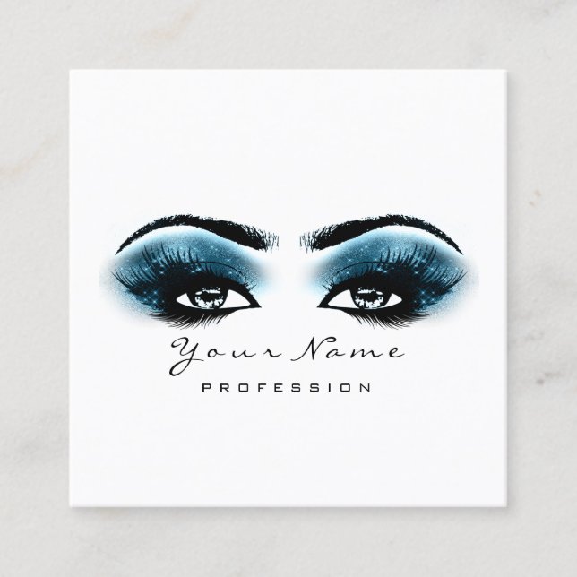 Makeup Artist Eyebrow Öga Lash Blue Navy Square Fyrkantigt Visitkort (Framsida)