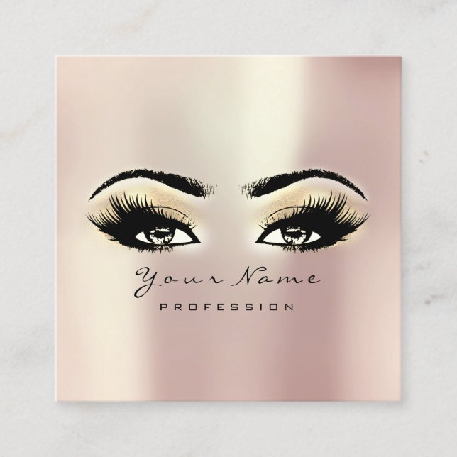 Makeup Artist Eyebrow Öga Lash Champaigne Square Fyrkantigt Visitkort (Framsida)