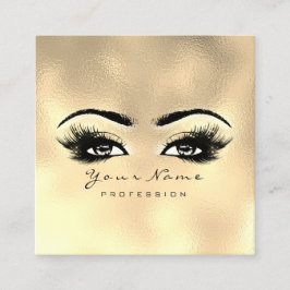 Makeup Artist Eyebrow Öga Lash Glass Guld Square Fyrkantigt Visitkort