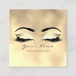 Makeup Artist Eyebrow Öga Lash Glitter Guld Waxing Fyrkantigt Visitkort