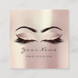 Makeup Artist Eyebrow Öga Lash Glitter Rosa Fyrkantigt Visitkort