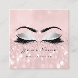 Makeup Artist Eyebrow Öga Lash Glitter Rosa Grått Fyrkantigt Visitkort