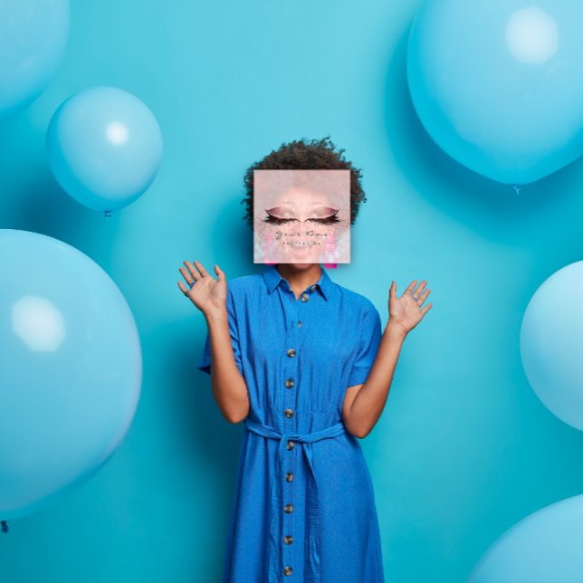 Makeup Artist Eyebrow Öga Lash Glitter Rosa Powder Fyrkantigt Visitkort (Makeup Artist Eyebrow Eye Lash Glitter Pink Powder Square Business Card)