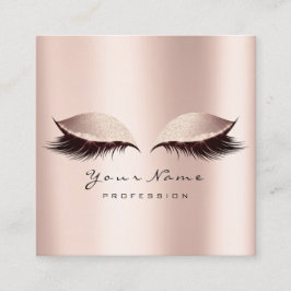 Makeup Artist Eyebrow Öga Lash Glitter Rosa ros Fyrkantigt Visitkort