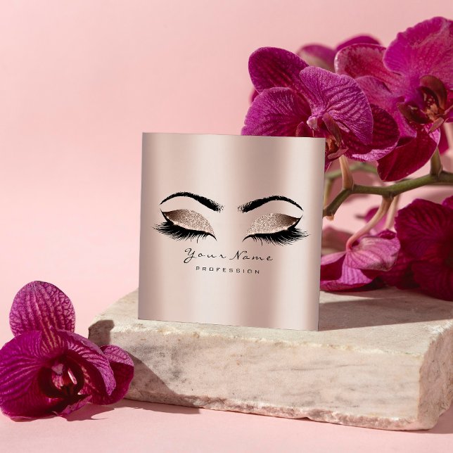 Makeup Artist Eyebrow Öga Lash Glitter Rosa Square Fyrkantigt Visitkort (Skapare uppladdad)