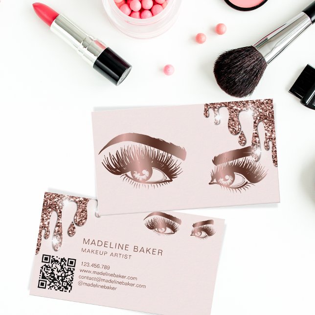 Makeup Artist Eyebrow Öga Lash Ro Guld QR-kod Visitkort (Skapare uppladdad)