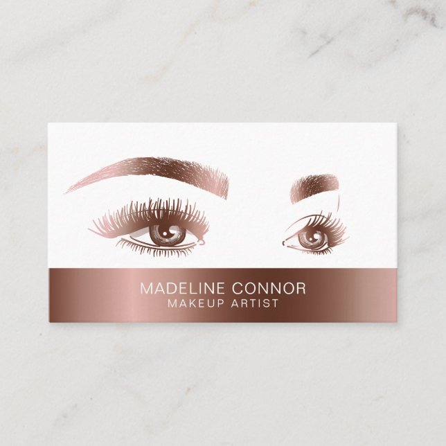Makeup Artist Eyebrow Öga Lash Ro Guld Visitkort (Framsida)