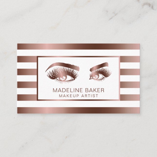 Makeup Artist Eyebrow Öga Lash Ro Guld Visitkort (Framsida)