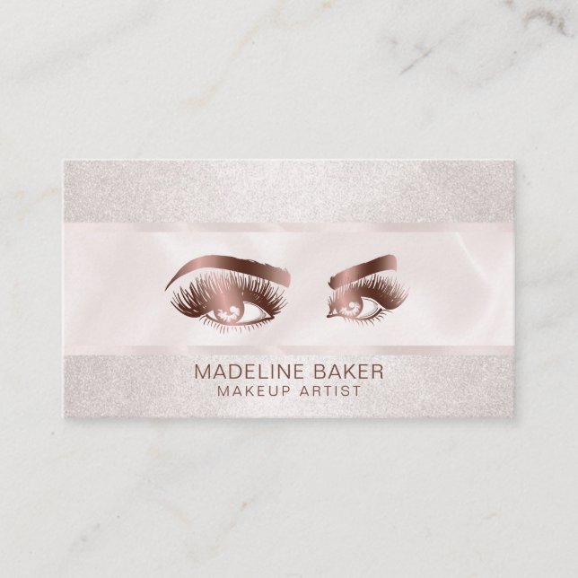 Makeup Artist Eyebrow Öga Lash Ro Guld Visitkort (Framsida)