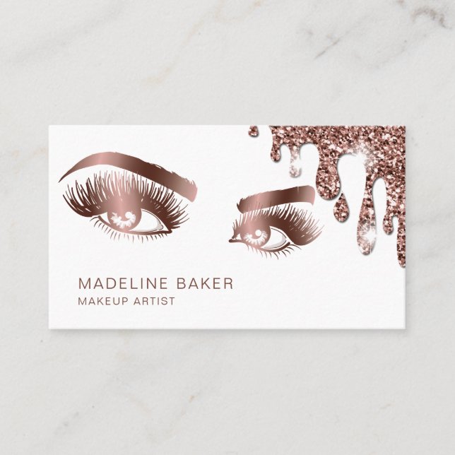 Makeup Artist Eyebrow Öga Lash Ro Guld Visitkort (Framsida)