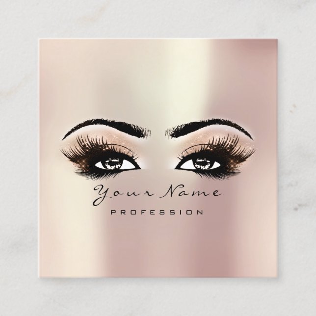 Makeup Artist Eyebrow Öga Lash Ro Rosa Square Fyrkantigt Visitkort (Framsida)