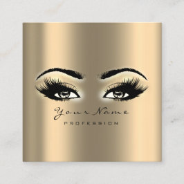 Makeup Artist Eyebrow Öga Lash Sepia Guld Square Fyrkantigt Visitkort