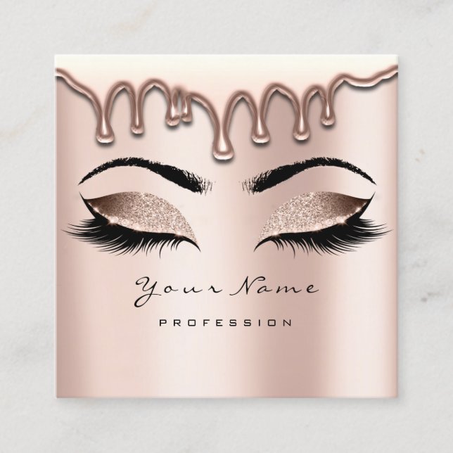 Makeup Artist Eyebrow Vax Lash Glitter Rosa Square Fyrkantigt Visitkort (Framsida)