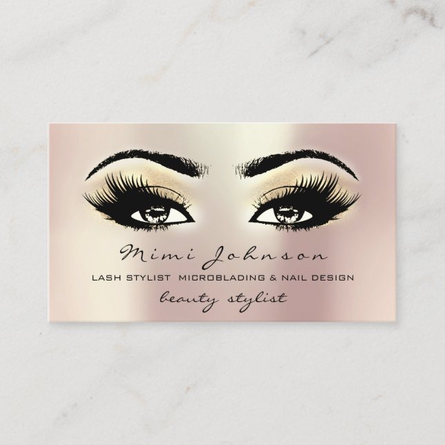 Makeup Artist Eyebrows Lash Champaigne Ro Visitkort (Framsida)
