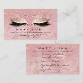 Makeup Artist Eyebrows Lash Extensi Rosa Glitter Visitkort