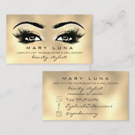 Makeup Artist Eyebrows Lash Glass Guld Visitkort