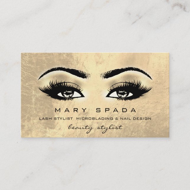 Makeup Artist Eyebrows Lash Guld Esthetician Visitkort (Framsida)