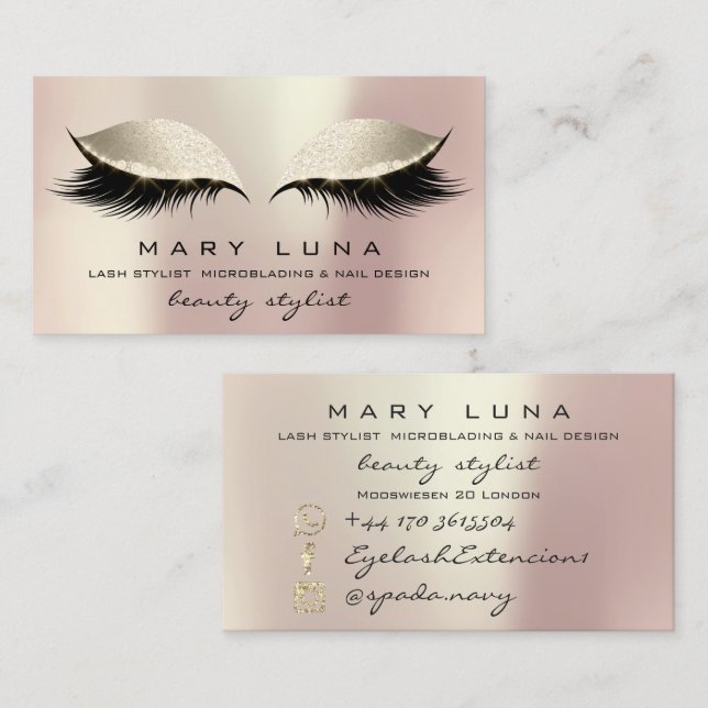 Makeup Artist Eyebrows Lash Ivory Ro Guld Visitkort (Fram/baksida)