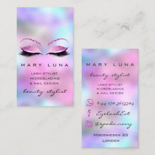 Makeup Artist Eyebrows Lash Ombre Pinky Glitter Visitkort