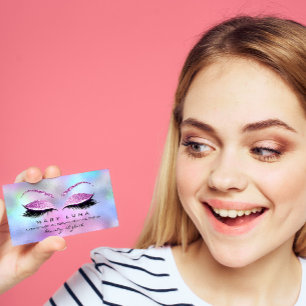 Makeup Artist Eyebrows Lash Ombre Rosa Glitter Visitkort