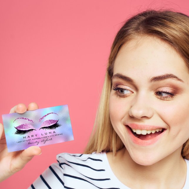 Makeup Artist Eyebrows Lash Ombre Rosa Glitter Visitkort (Makeup Artist Eyebrows Lashes Ombre Pink Glitter Business Card)