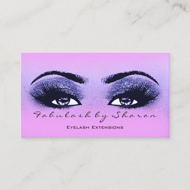 Makeup Artist Eyebrows Lash Rosa Blue Navy Visitkort (Framsida)