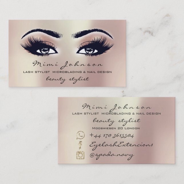 Makeup Artist Eyebrows Lash Rosa Esthetician Visitkort (Fram/baksida)