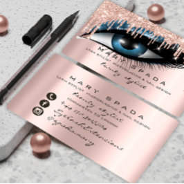 Makeup Artist Eyebrows Lash Rosa Glitter Brows Visitkort