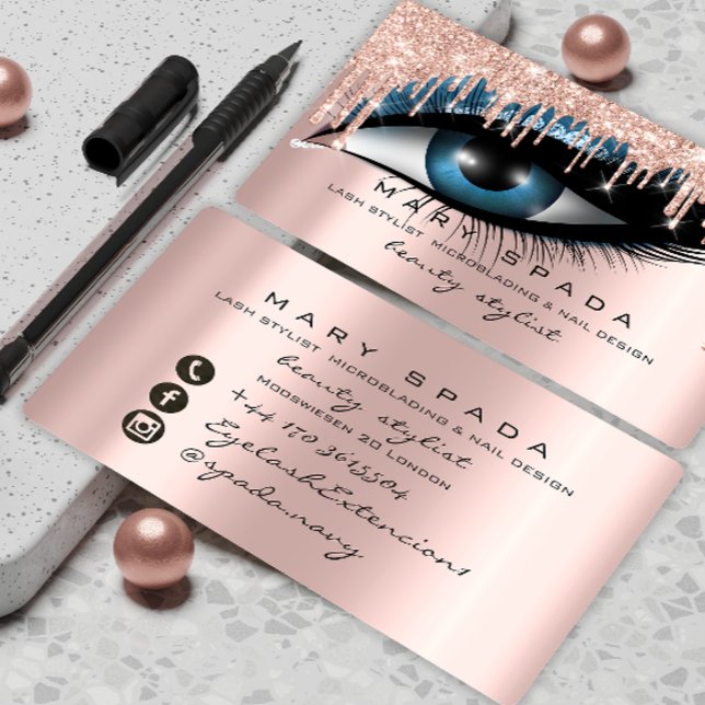 Makeup Artist Eyebrows Lash Rosa Glitter Brows Visitkort (Skapare uppladdad)