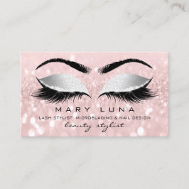 Makeup Artist Eyebrows Lash Rosa Grått Glitter Visitkort