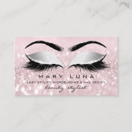 Makeup Artist Eyebrows Lash Rosa Grått Social Visitkort