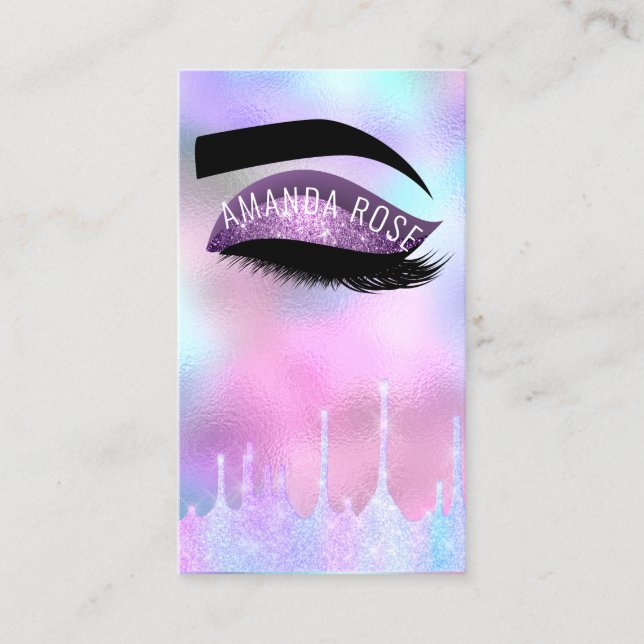 Makeup Artist Eyelash BrowPurple Rosa Holograph Visitkort (Framsida)