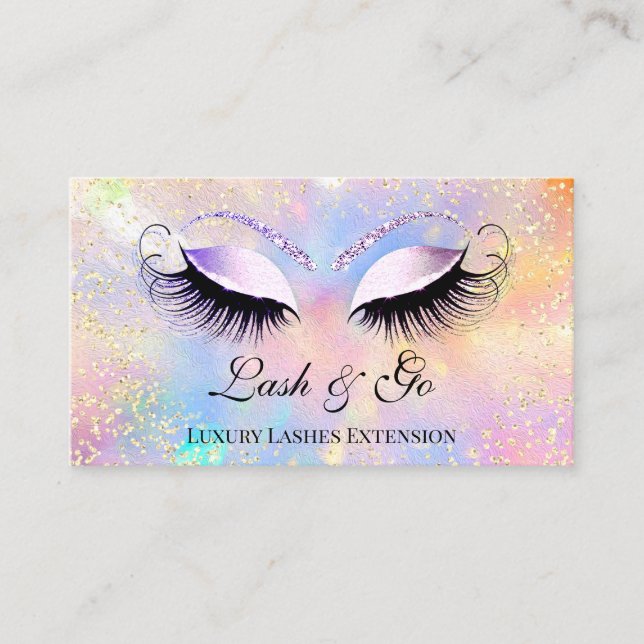 Makeup Artist Eyelash Brows Holograph Guld Visitkort (Framsida)