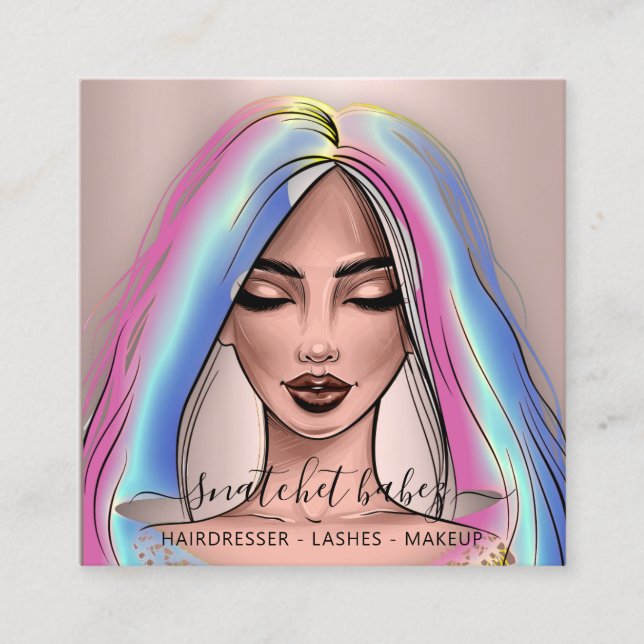 Makeup Artist Eyelash Brows Ro Holograph Fyrkantigt Visitkort (Framsida)