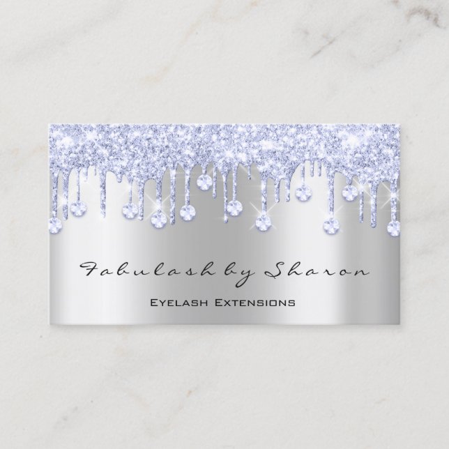 Makeup Artist Eyelash Diamond Drives Silver Blue Visitkort (Framsida)